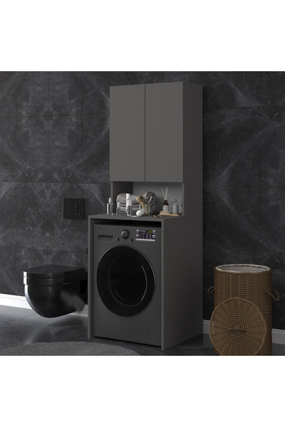 asratrend Asra Trend MDF Çamaşır Makinesi Üstü Banyo Dolabı - Kapaklı Depolam...