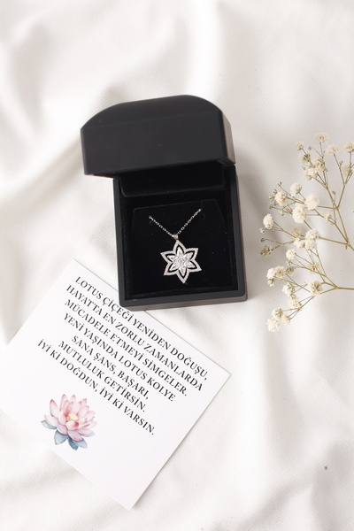 SARIASLAN En Güzel Doğum Günü Hediyesi Lotus Çiçeği Kolyesi, Eşe, Bayana, Kız...