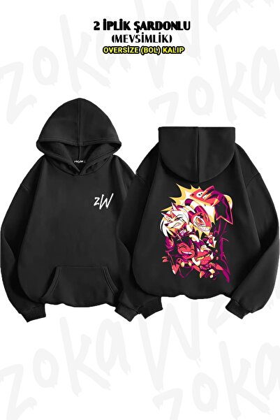 ZOKAWEAR Φούτερ με κουκούλα με στάμπα Helluva Boss Blitzo Back (2 νήματα)