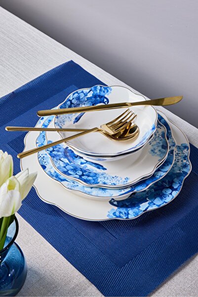 Perotti Porselen Blue Bird Bone 24 Parça 6 Kişilik Yemek Takımı
