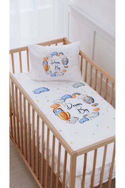Lilabio 100% Cotton Park Bed Crib Duvet Cover Set (70X120) Balloons and Clouds