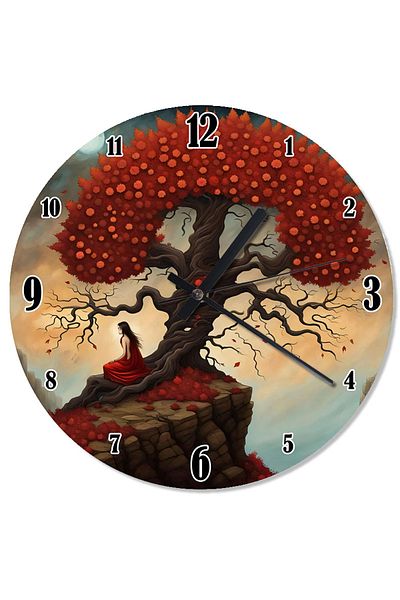 Tablomega Colorful Tree Scenery Patterned Wall Clock