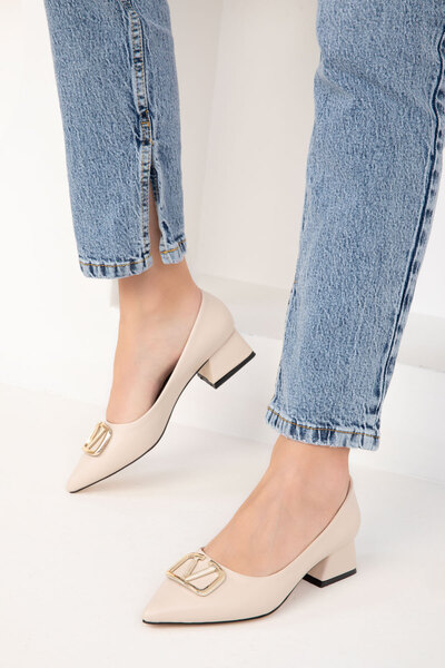 SOHO Béžovo-zlaté dámské klasické boty na podpatku 18474