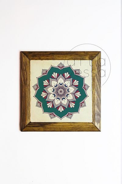Artavessa Панел за картина с рамка от масивно дърво, 16 x 16 см - Мандала 4