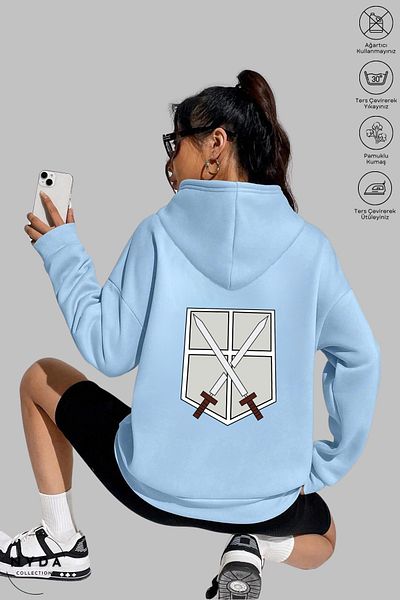 Nyda Collections Φούτερ Attack on Titan 2 με στάμπα Unisex με κουκούλα - Μακρυμάνικο, Ανοιχτό, Βαμβακερό Oversize