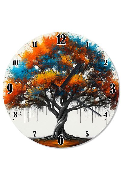 Tablomega Colorful Leaf Tree Decorative Wall Clock
