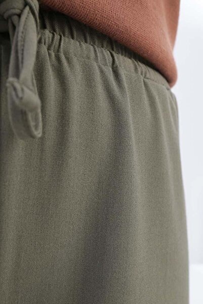 ALLDAY Khaki-Beli Elastic Corded Trousers
