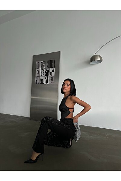 D'RECCY KADIN TAŞLI PARLAK JEAN KOT PANTOLON