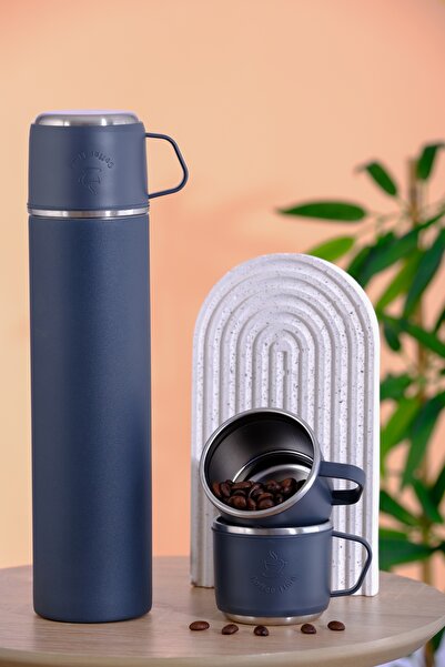 Penguen Paslanmaz Çelik 4 Bardaklı Termos 600ml - 6 Saat Sıcak, 12 Saat Soğuk...