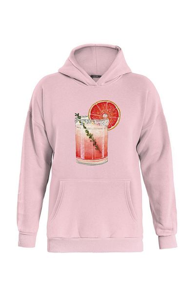 SOFTWAY ΡΟΖ Unisex Πορτοκαλί Κοκτέιλ με στάμπα Oversize με κουκούλα
