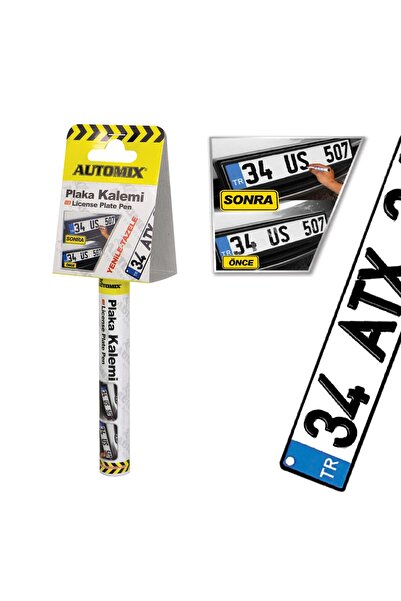 Automix Plaka Kalemi Araç Plaka Yazma Kalemi Plaka Boyama Rötuş Kalemi Siyah12624