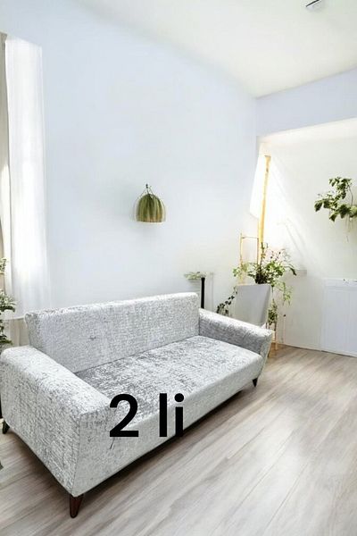 MADAME BELLA 2-Piece Shiny Velvet Dress up Sofa Cover (Silvery)