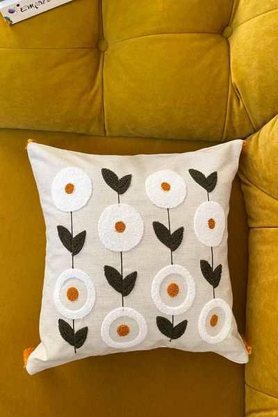 e-Bizz Store 1 Throw Pillow Cover with Punch Embroidery