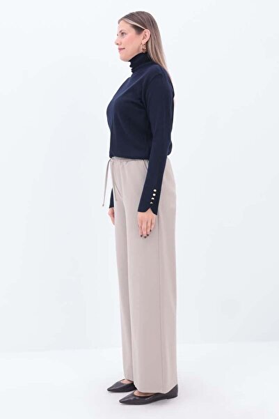 ALLDAY Beige-Lace Elastic Corded Trousers