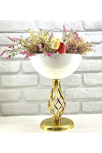 Decodelight ديكور حديث مزخرف بساق ذهبية تويست أبيض كبير مزهرية طاولة كبيرة دي...