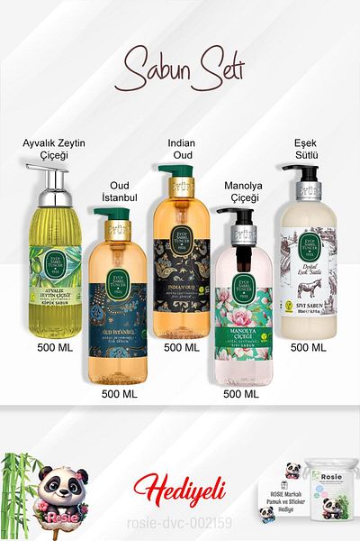 Eyüp Sabri Tuncer Ayvalık Olive Flower - Indian Oud, Oud Istanbul, Magnolia Flower, 500 ml Rosie with Donkey Milk