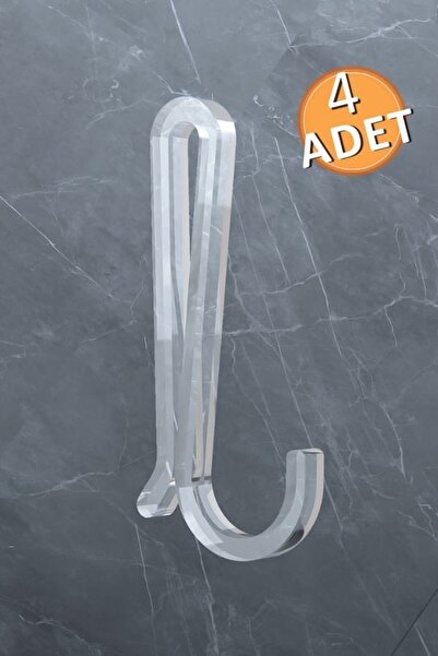 evina 4 Adet Plastik Askı Metal Banyo Mutfak Rafları İçin Şeffaf