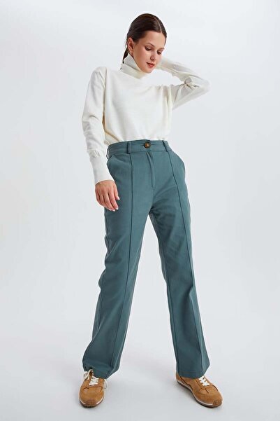 ALLDAY Pastel Green-Striped Comfortable Pipe Leg Trousers