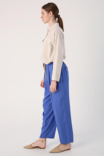 ALLDAY Parliament-Waist Elastic Wide-Leg Pants