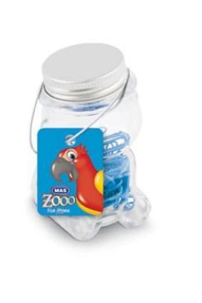 Mas Zoo Glass Teddy Bear Colorful Paperclip Blue in a Jar