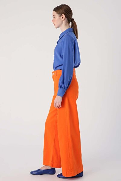 ALLDAY Orange-100% Cotton High Waist Wide Leg Trousers