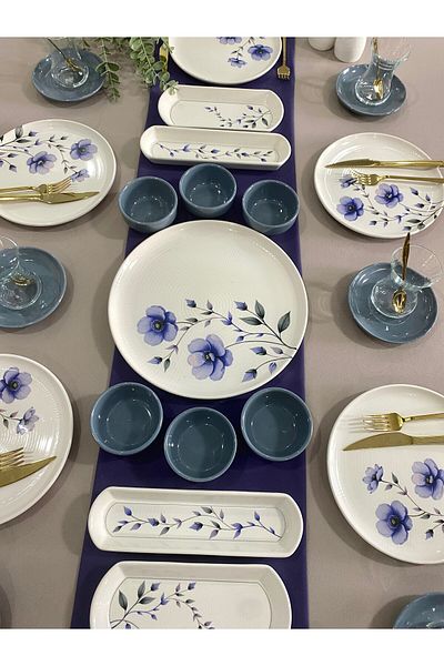VENÜS HOME DECORATION Purple Violet 3-Piece Breakfast Set for 6