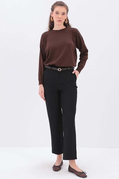 ALLDAY Pantaloni morcovi negri cu tiv