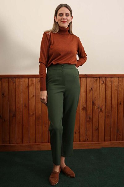 ALLDAY Dark Green Slit Trousers