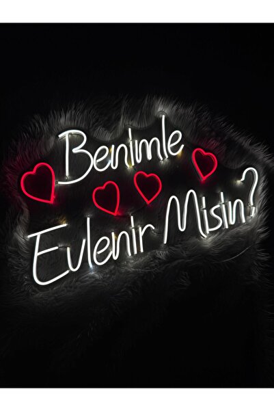 dekoraven Benimle Evlenir Misin? Neon Led Işıklı Dekoratif Duvar Aydınlatması
