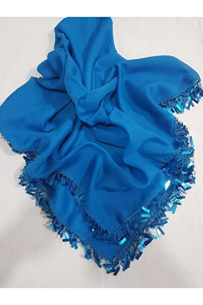 Cenk Tığ Oyası Pullu Mavi Cenk Yazma 4 Kenar İşlemeli