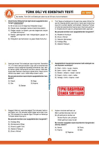 Karakutu Yayınları 2026 10.Sınıf İOKBS (BURSLULUK SINAVI) MEB Çıkmış Soru Tıpkı Basım Deneme Paketi 7li Türkiye Geneli