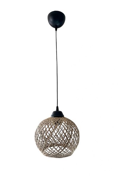 CONANA Pendant Lamp Rope Ball Chandelier 20cm Head - Bulb Not Included - Jute Ball (70cm Black Cable)