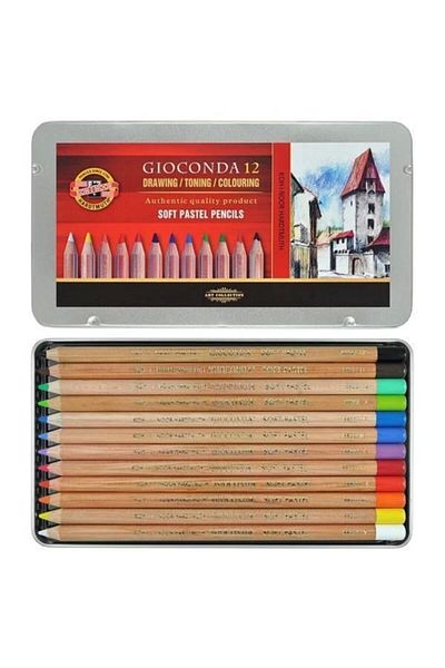 Koh-i Noor Gioconda Metal Box of 12 - Dry Pastel Crayons Set 8827-12