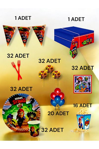 VibeHome 32 Person Brawlstars Themed XL Pack - Birthday Party & Fun Events