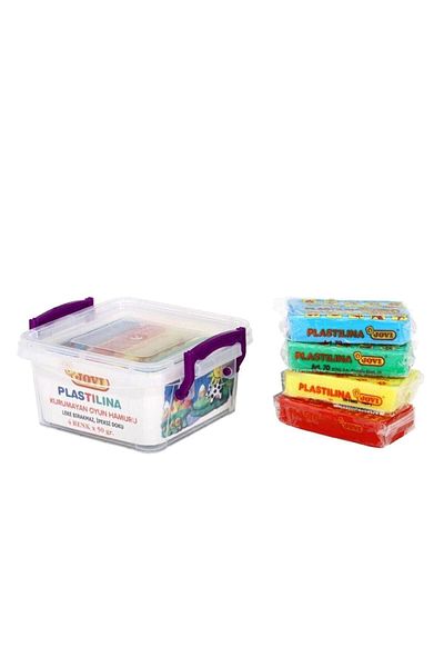 Jovi Plastilina Non-Drying Play Dough 4 Colors X 50 GrPlastic Container
