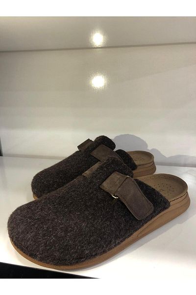 BENTO Men's Brown Felt House Slippers 86002