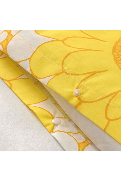 IKEA Kransmalva Double Duvet Cover Set - Yellow, 240X220/50X60 cm