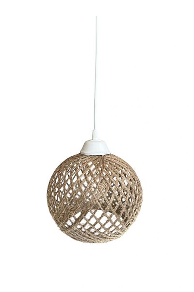 CONANA Pendant Lamp Rope Ball Chandelier 20cm Headboard - Jute Ball (70cm White Cable)
