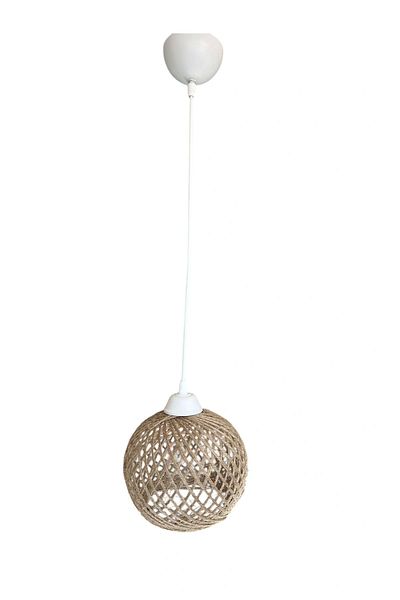 CONANA Pendant Lamp Rope Ball Chandelier 20cm Headboard - Jute Ball (70cm White Cable)