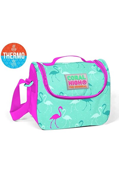 Coral High Yeşil Flamingo Desenli Termoslu Beslenme Çantası - Kız Çocuk