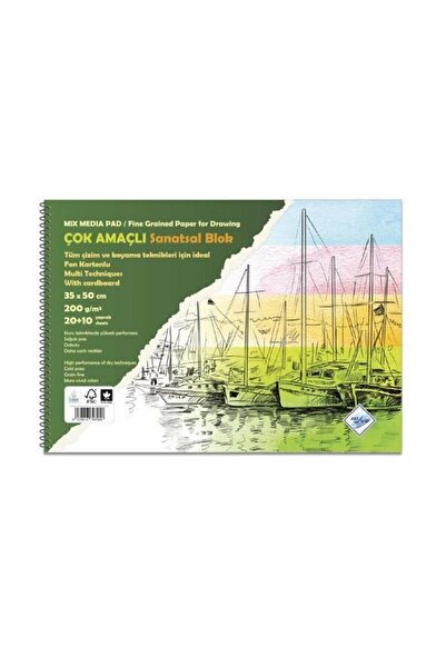 art liva Çok Amaçlı Sanatsal Blok Fon Kartonlu 35x50 Cm 200 Gr 20+10 Yp