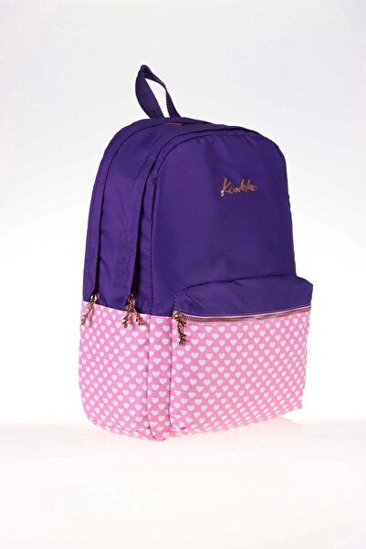 KAUKKO Geantă de școală cu dungi moale 41x26x18 violet (K1362)