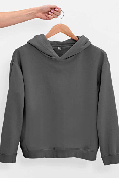 FUWEAR Antrasit Battal Beden Oversize Kapşonlu Sweatshirt