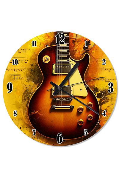 ekart Gold Electric Guitar Analog Wall Clock