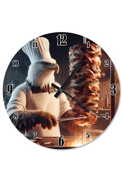 karizmart Chicken Doner Preparer Eagle Chef Design Wall Clock