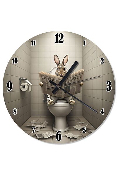 karizmart Rabbit Patterned Wall Clock in the Toilet