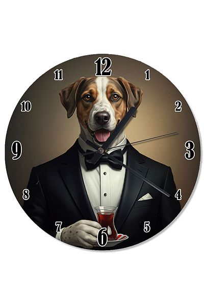 karizmart Dog Portrait in Tuxedo Special Design Wall Clock