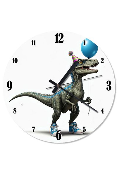 ekart Dinosaur Party Retro Wall Clock with Hat