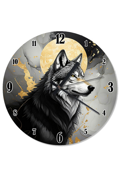 ekart ساعة حائط بتصميم الذئب الرائع