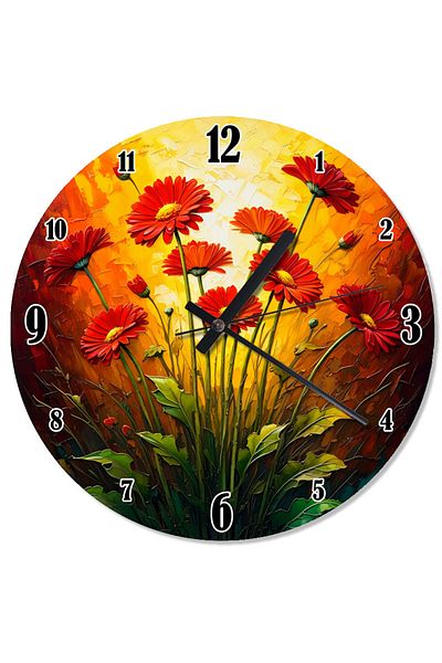 karizmart Orange Flower Garden Printed Wall Clock